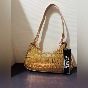 Von Dutch Shiny Gold Embossed Shoulder Bag BNWT